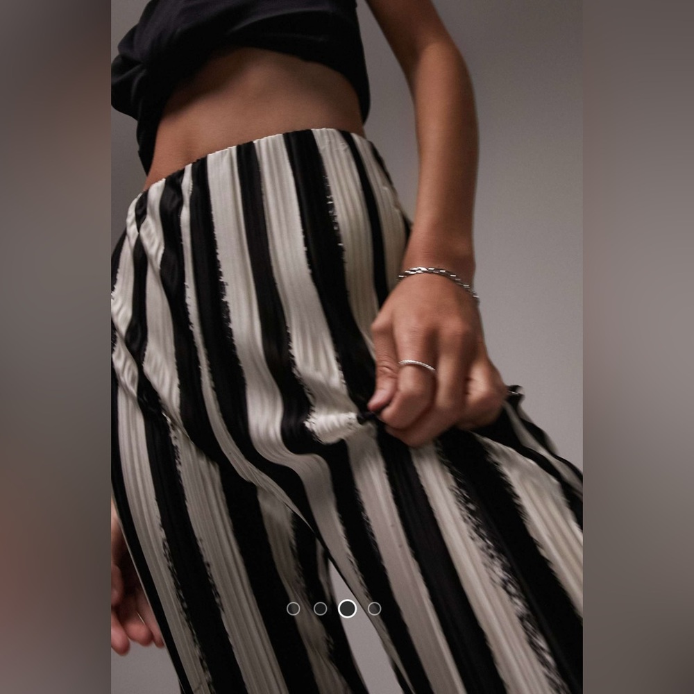 Topshop Black and White Striped Trousers